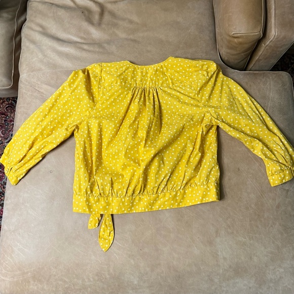 Madewell Women's L Wrap Blouse Top 100% Cotton Star Scatter Yellow White Stars - Picture 8 of 9